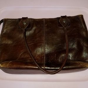 CHIARUGI Leather Hand Bag Brown Satchel  Shoulder